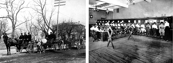 Left – New Brunswick Telephone crew, Saint John, 1906. Right –New Brunswick Telephone Company operators, Saint John, 1913.