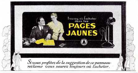 Publicité des Pages Jaunes, vers 1935.