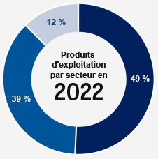 Produits d'exploitation par secteur en 2020