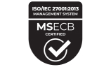 Certified ISO and International Electrotechnical Commission 27001 logo